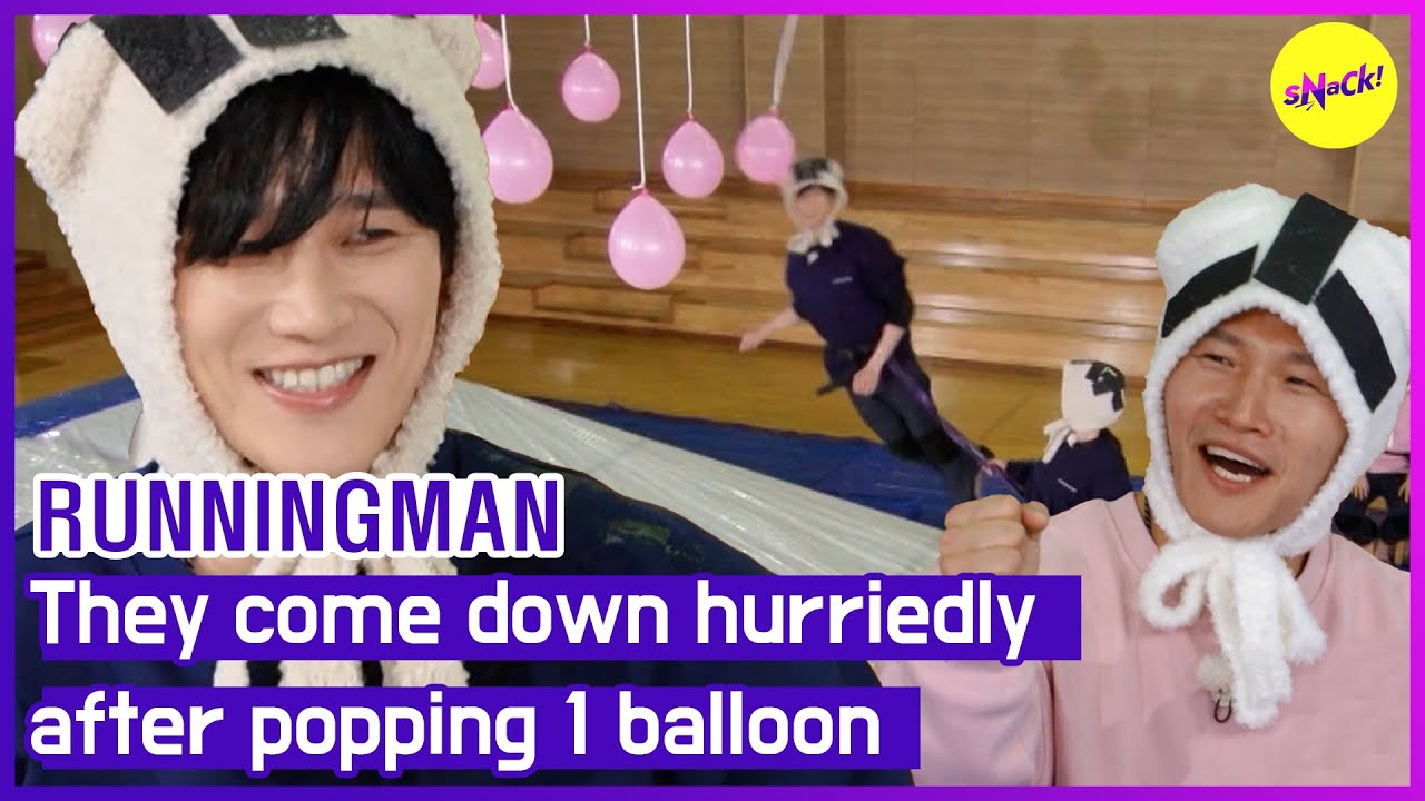 [RUNNINGMAN] Они торопливо спускаются вниз после того, как лопнули один шарик (ENGSUB)