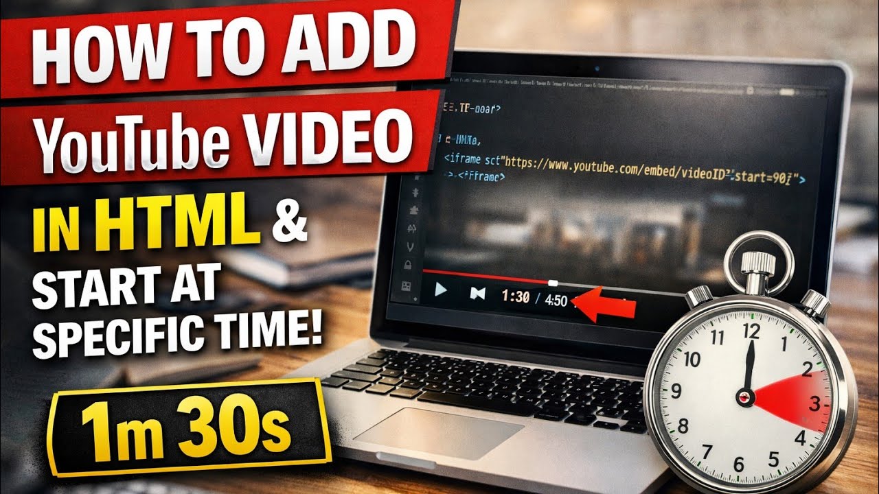 How to Embed YouTube Video in HTML and Start at Specific Time (Step-by-Step)