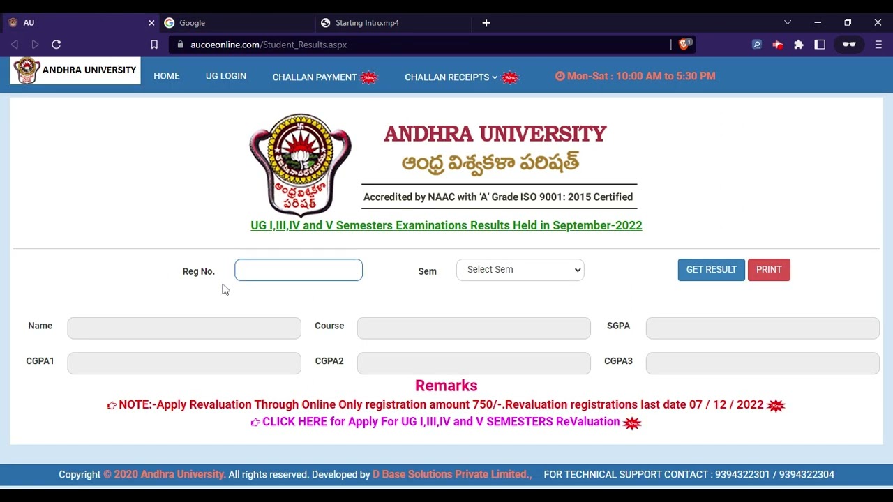 AU Degree 2nd Sem Results 2022 (Out) - Download AU Degree 2022 Results
