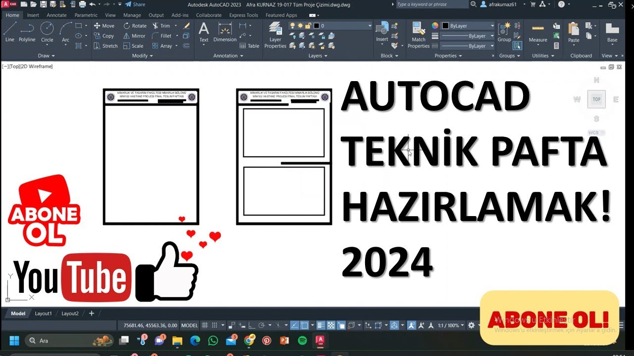 AUTOCAD TEKNİK PAFTA HAZIRLAMA 2024!