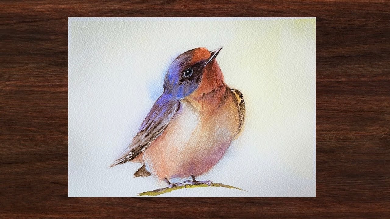 Watercolor Cute Colorful Bird Painting 
