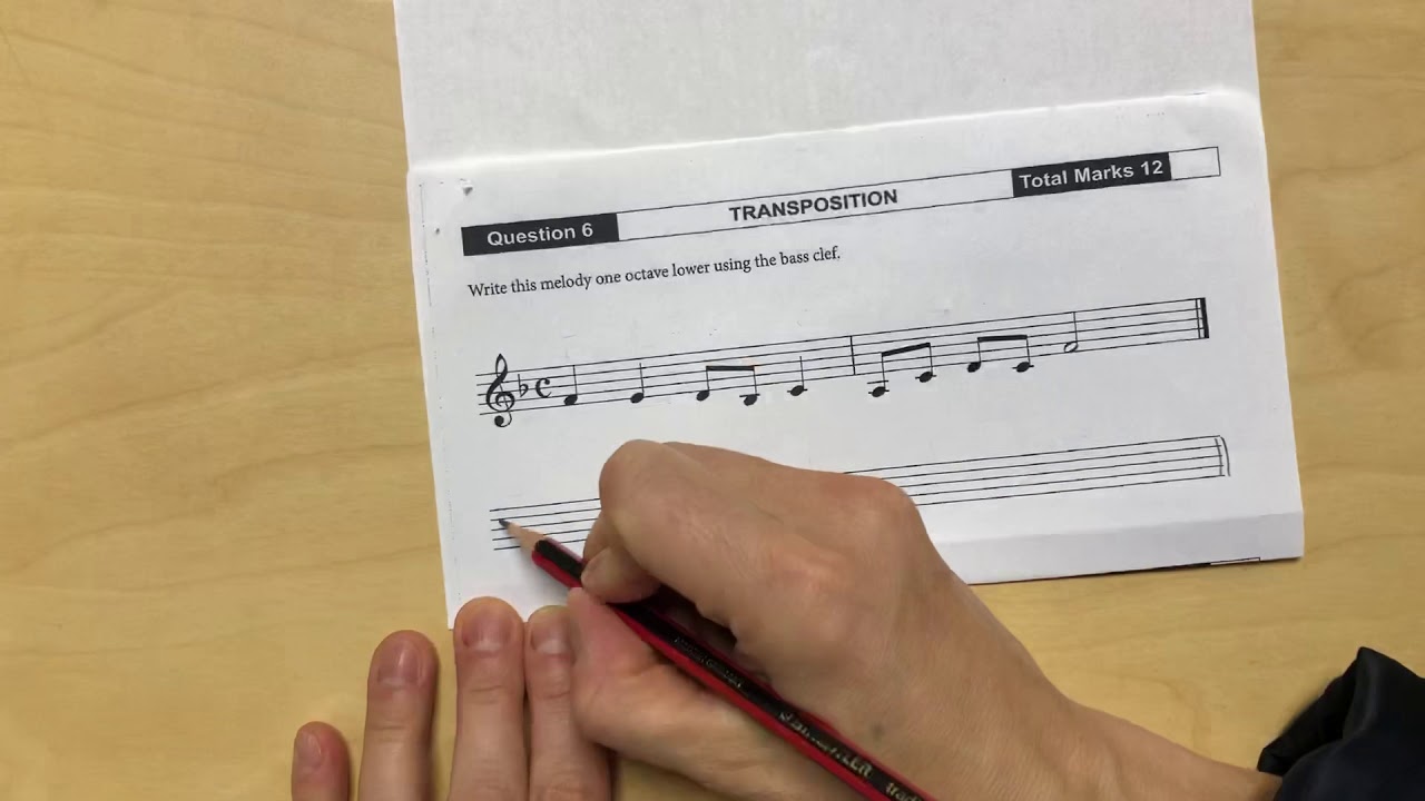 Transposition - One octave lower from Treble Clef to Bass Clef
