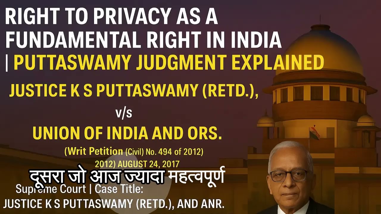 Right to Privacy as a Fundamental Right in India | Puttaswamy Judgment Explained- Supreme Court