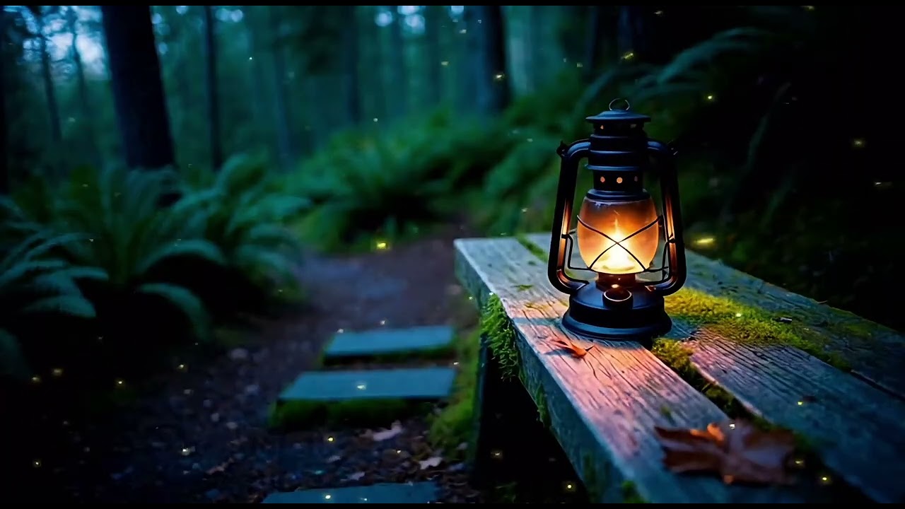 Quiet Walk on a Forest Path with a Warm Firefly Glow - while Working and Meditating.