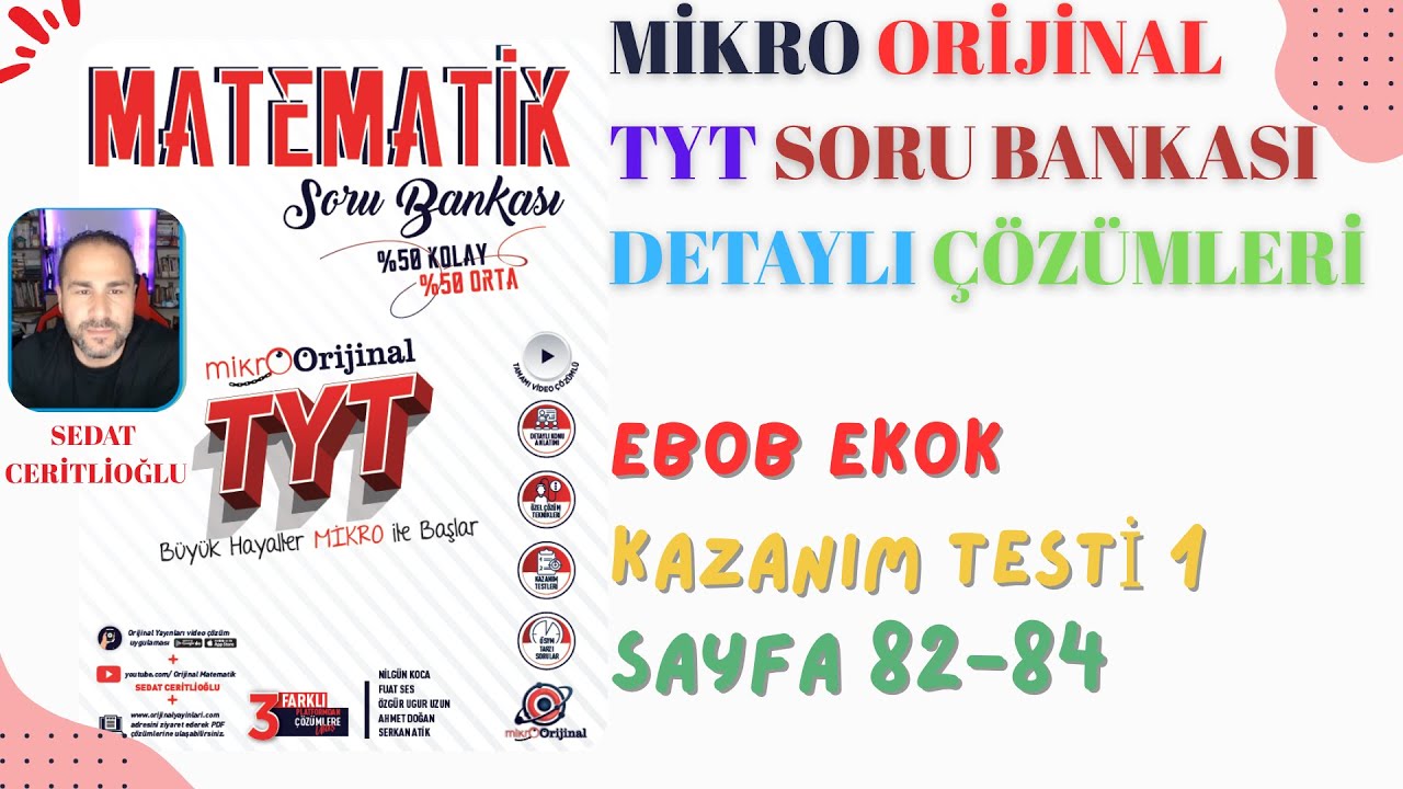 2026 MİKRO ORİJİNAL TYT SORU BANKASI ÇÖZÜMLERİ SYF 82-84 #orijinalmatematik #mikroorijinal #yks2026
