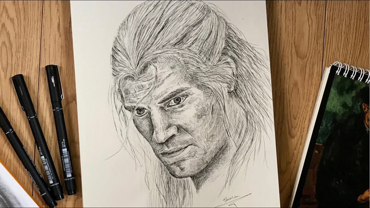 Drawing the Witcher: Geralt of Rivia(Henry Cavill) with Pen and Ink| How to Draw the Witcher