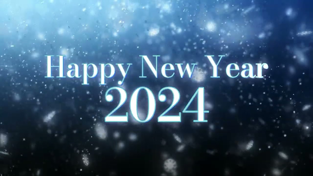HAPPY NEW YEAR 2024 Video Loop Wallpaper Screesaver Background [1 HOUR blue ice snow]