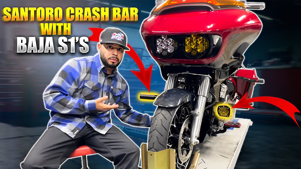 SANTORO FABWORX Not Yo Daddy crash bar with BAJA s1 lights INSTALL