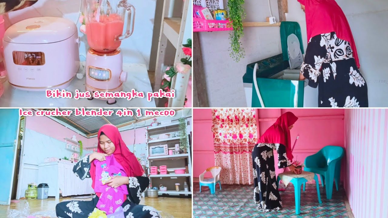 daily vlog, kegiatan irt sehari-hari. bikin jus semangka pakai mecoo 4 in 1 blender
