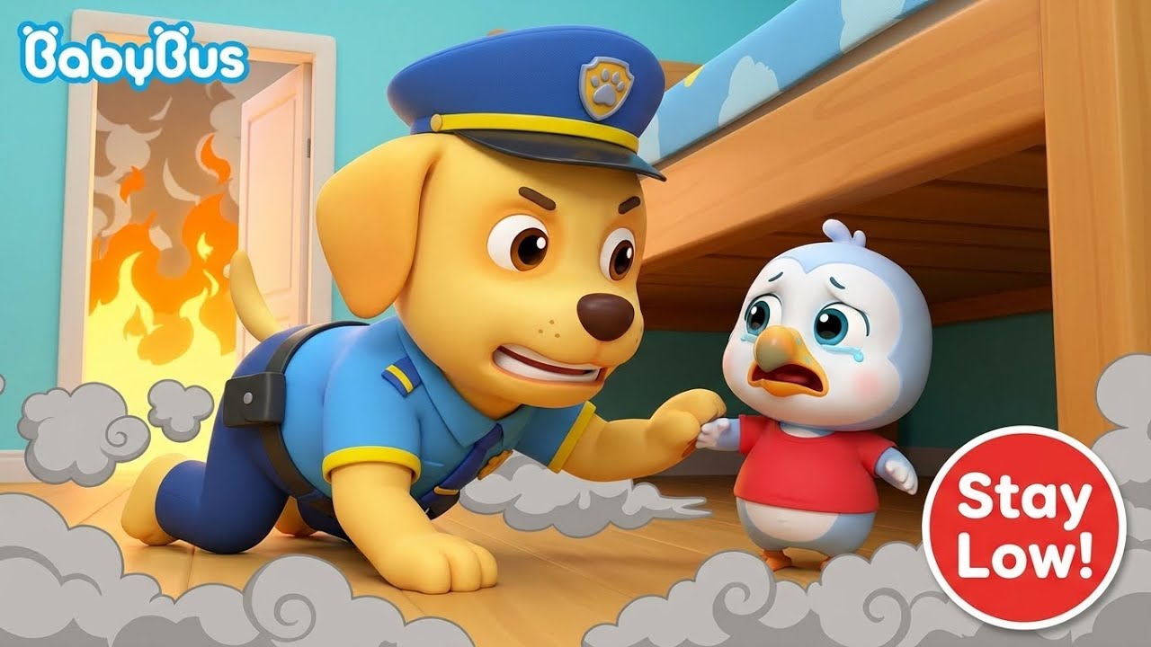 Fire Safety Rescue! 🏠🔥 Don't Hide Under the Bed! | Get Low and Go | Sheriff Labrador Safety Rules