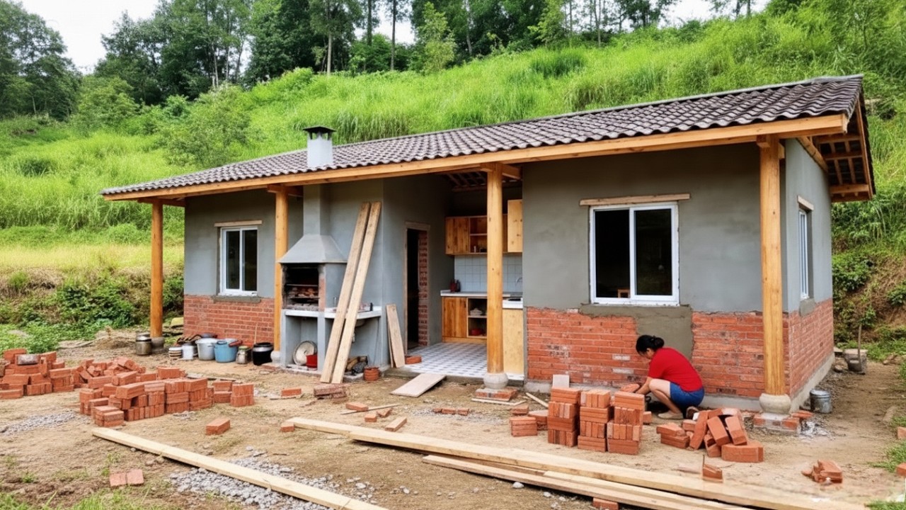 The Talented Woman built a Sturdy House with a Perfect Kitchen from Scratch in 180 Days