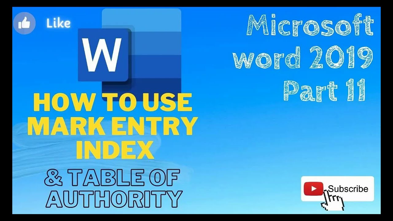 How to create Mark Entry Index, table of authority  in Microsoft word 2013, 2016 and 2019 #Easylearn