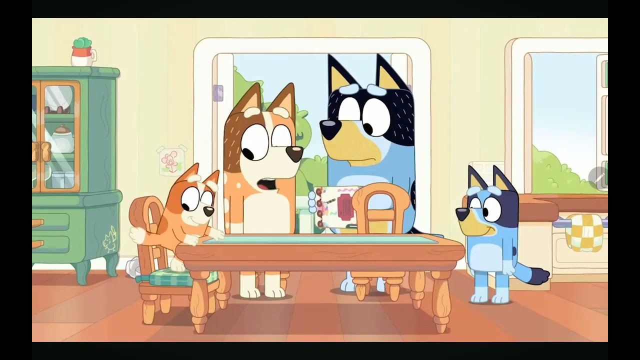 chilli:plus you remember my clown cake?*music stops*bandit:oh I remember... bluey:he was not a funny