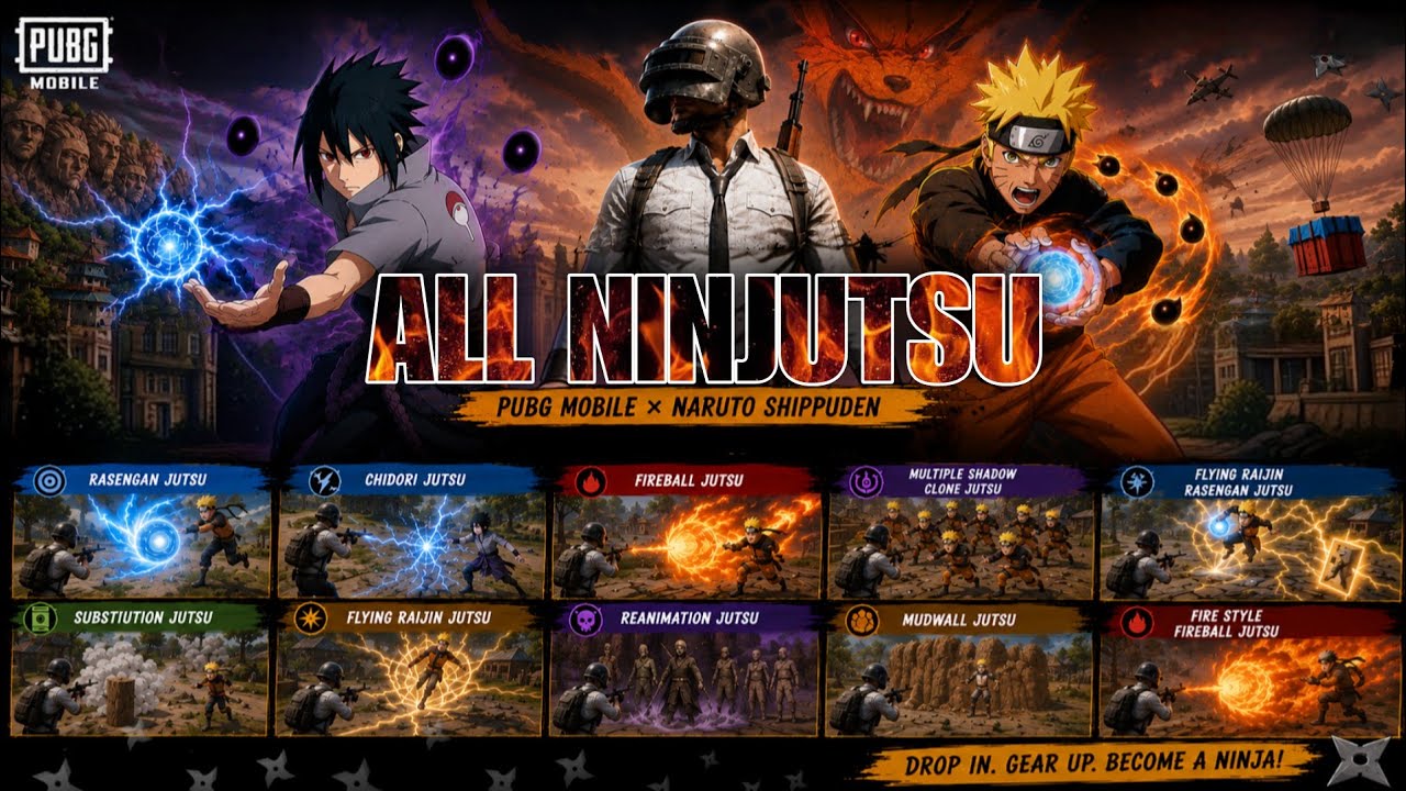 ALL NINJUTSU IN PUBG MOBILE NARUTO SHIPPUDEN MODE