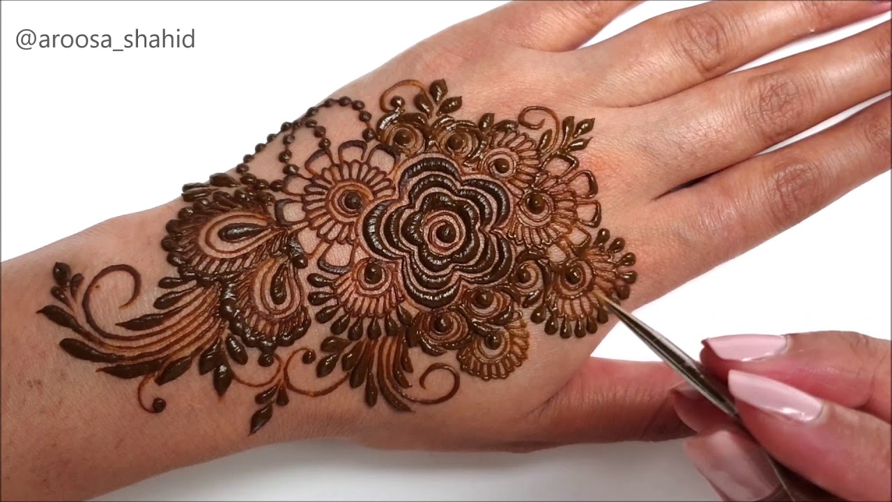 Stylish Intricate Arabic Henna Design for Back Hand