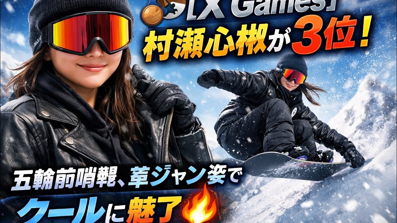 🏂🔥【冬季Xゲーム】村瀬心椛が堂々3位！五輪前哨戦✨革ジャン姿でスタイルも完全優勝😎(Tokyo sports 10)