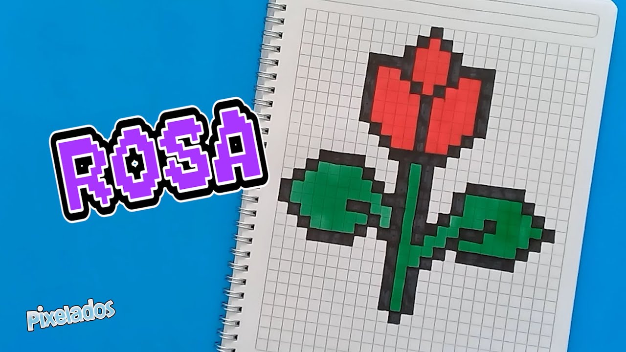 COMO DIBUJAR UNA FLOR - ROSA en PIXEL ART paso a paso - PIXELADOS