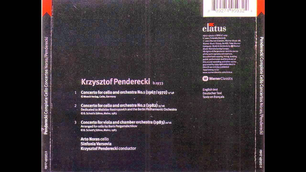 Krzysztof Penderecki - Complete Cello Concertos