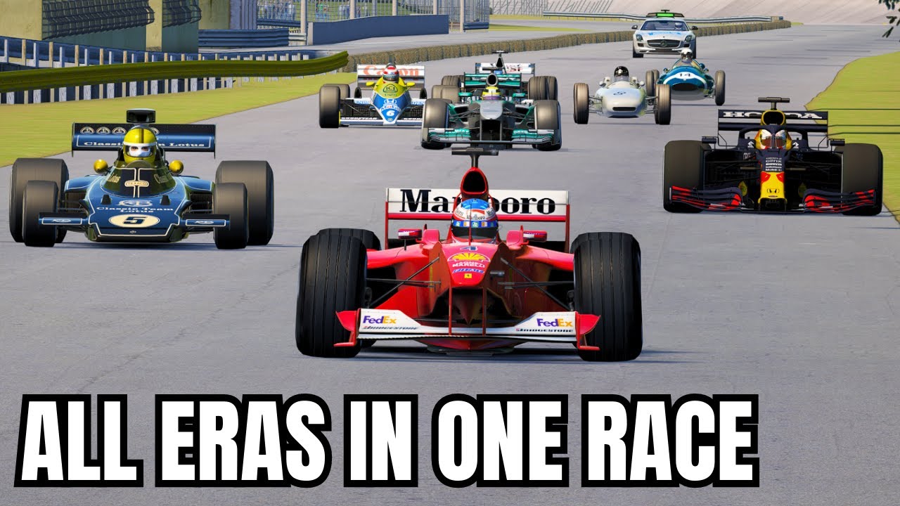Cars from ALL ERAS OF F1 in a Race on the Monza Old Circuit 2