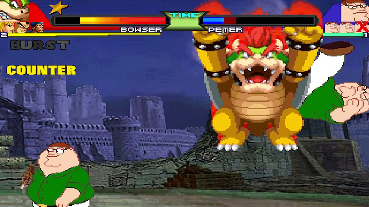 NICK54222 MUGEN: Team Bowser VS Peter Griffin 4X