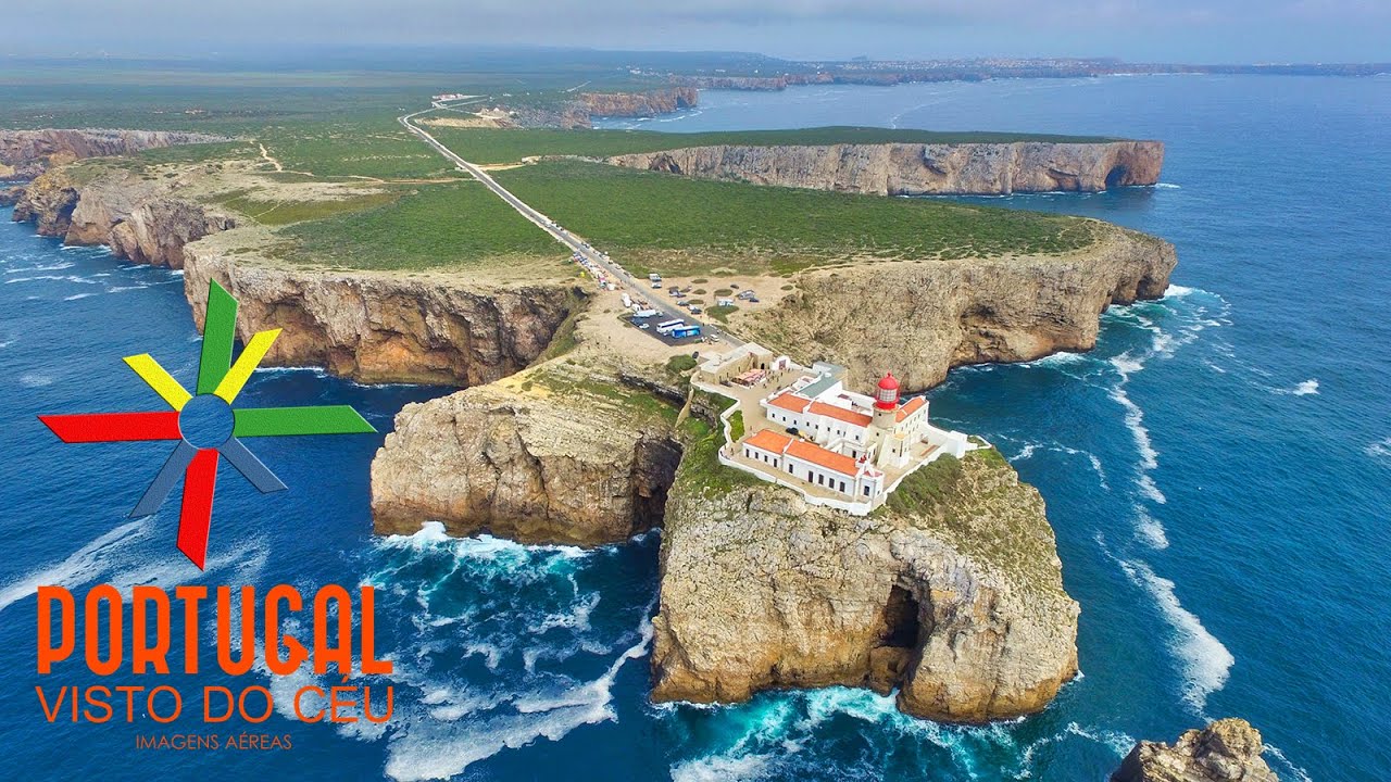 Farol do Cabo de São Vicente - St. Vincent Cape & lighthouse aerial view - Algarve - 4K Ultra HD