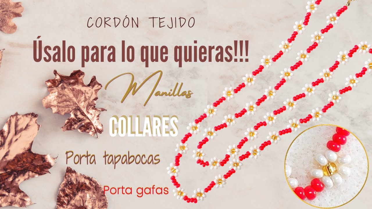 Cómo hacer FLORES en MOSTACILLA paso a paso | collares, manillas, porta tapabocas y/o porta gafas