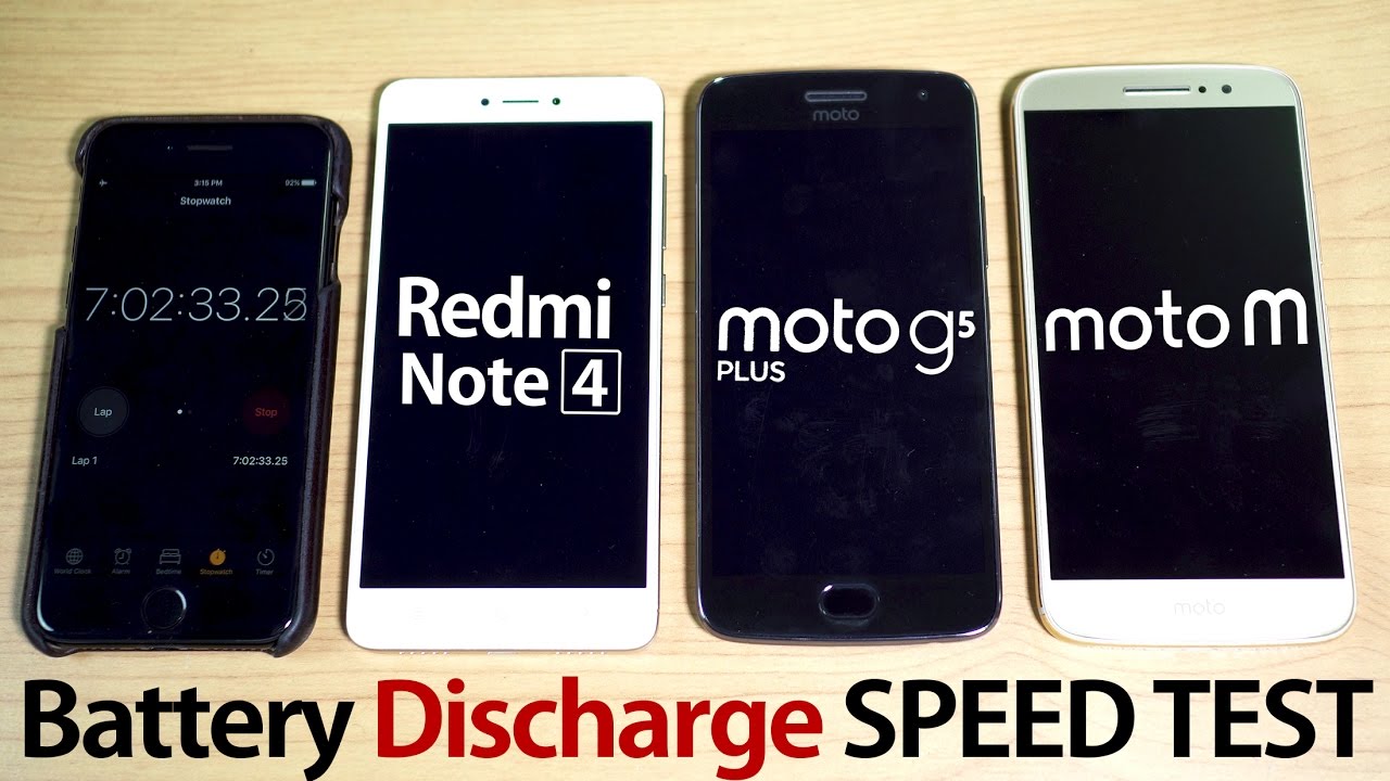 Moto G5 Plus vs Redmi Note 4 vs Moto M - BATTERY DISCHARGE Speed Test!