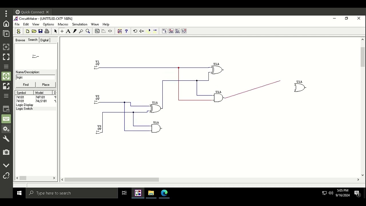 4. Full Adder Circuit Design (with CircuitMaker 2000)