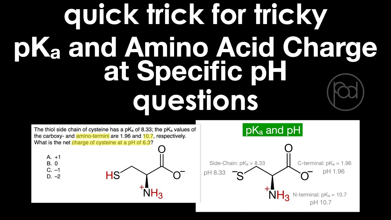 Quick Trick for pKa and Amino Acid Charge at Specific pH Questions