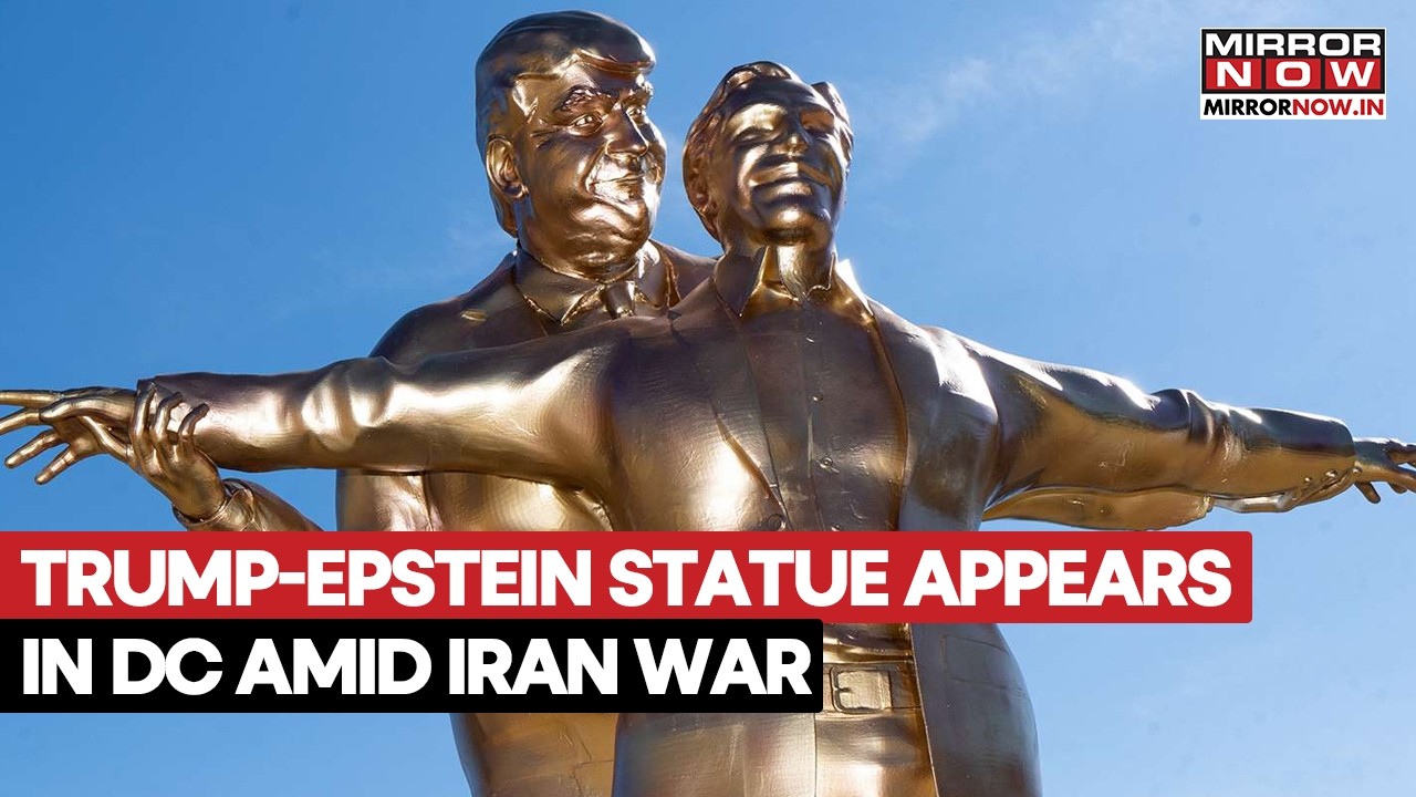 Donald Trump-Jeffery Epstein Titanic-Statue Appears In Washington DC Amid Iran War | Watch