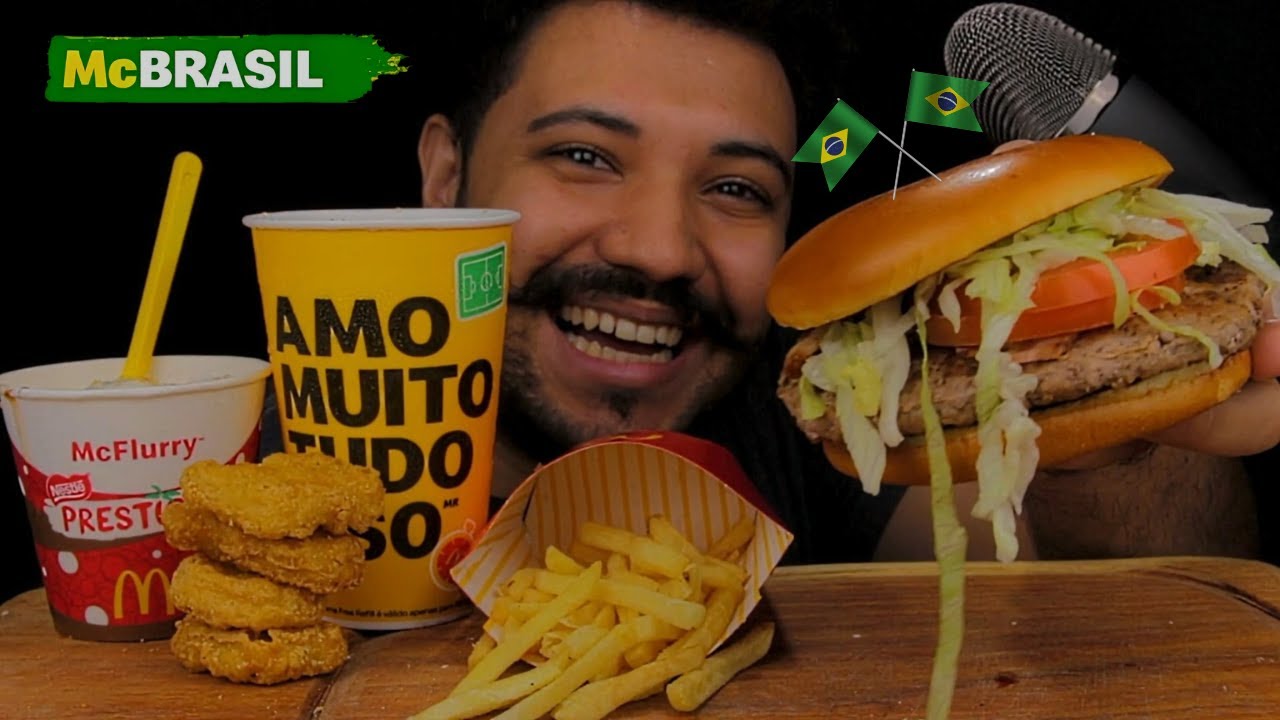ASMR COMIDA | LANÇAMENTO MC BRASIL O HAMBURGUER E MC FLURRY DA COPA DO MUNDO 2022 DO MC DONALD'
