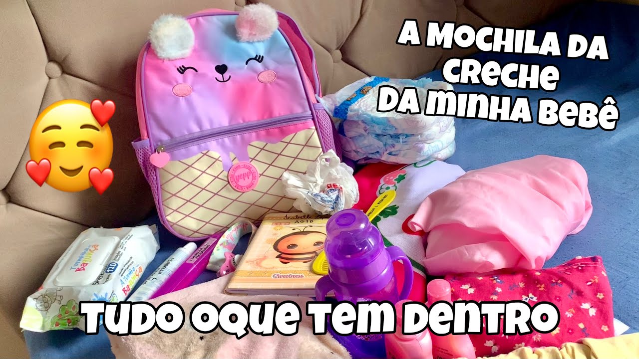 MOSTREI TUDO QUE TEM NA MOCHILA DA CRECHE DA MINHA BEBÊ DE 1 ANO + LISTA DE MATERIAIS 😍
