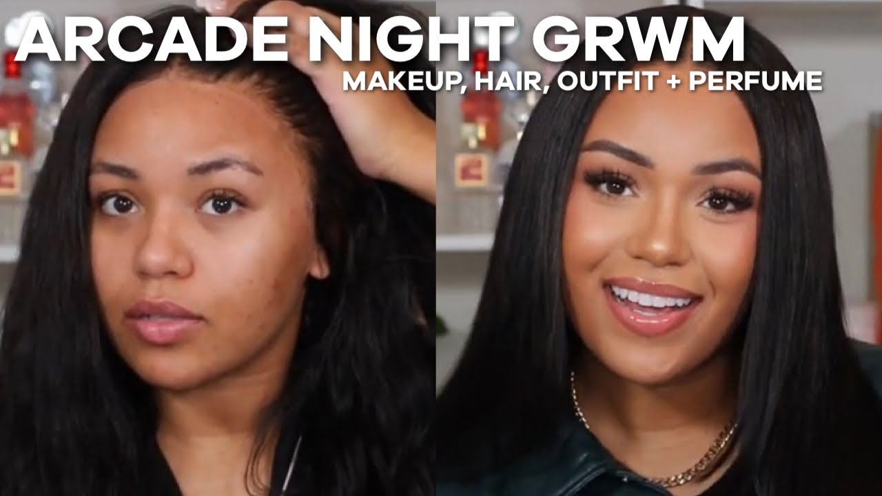 FULL GRWM: ARCADE DATE NIGHT! | HAIR, MAKEUP, OUTFIT + PERFUME! | jazminekiah