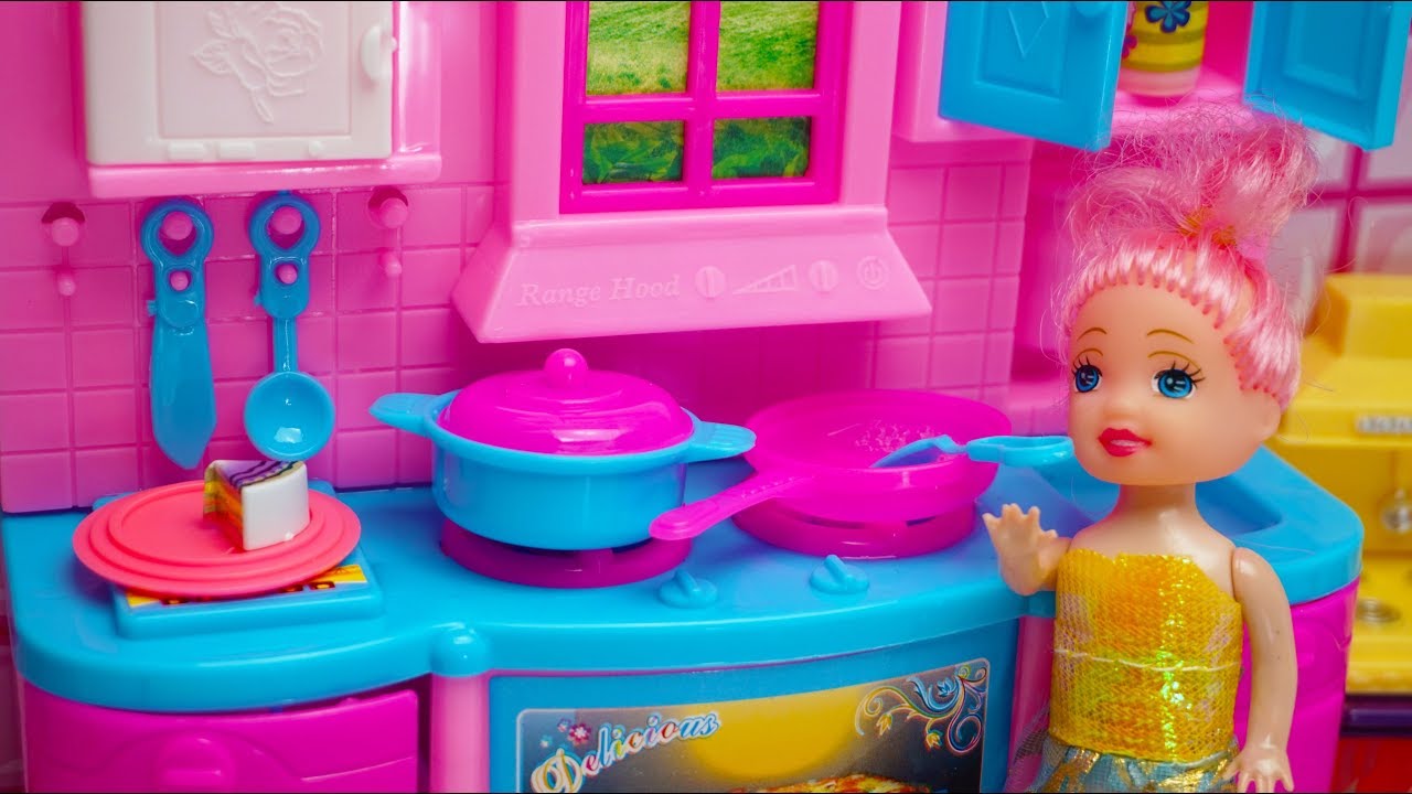 Barbie kitchen toys Barbie masak masakan mainan anak Barbie doll toys Brinquedos boneca Barbie