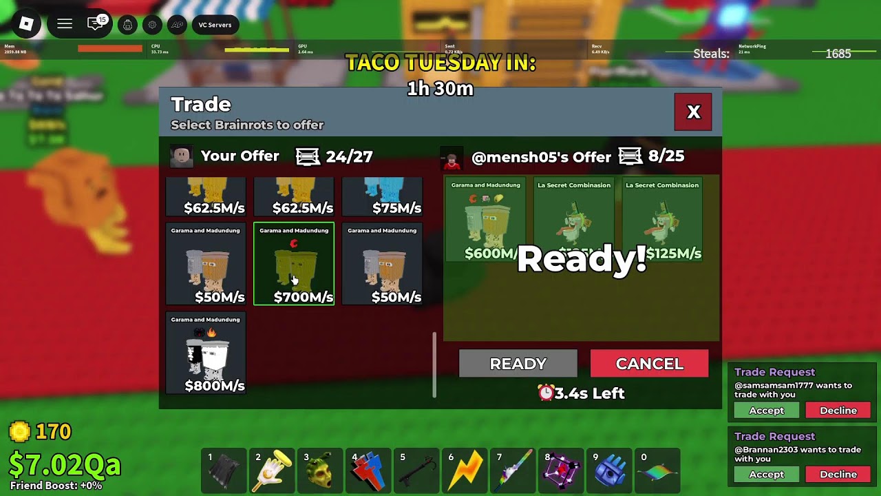 steal a brainrot duels and trades
