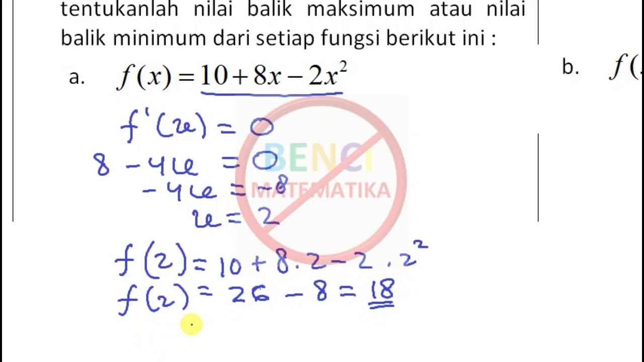 Nilai balik maksimum dan minimum contoh 1