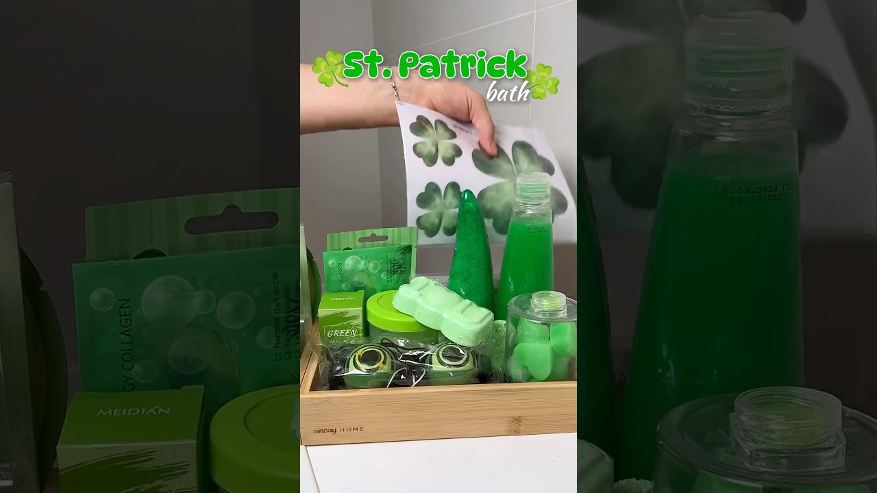 St. Patricks bath routine asmr 🍀🛁 #asmr #asmrsounds #bathtime #bathroomdecor #stpatricksday