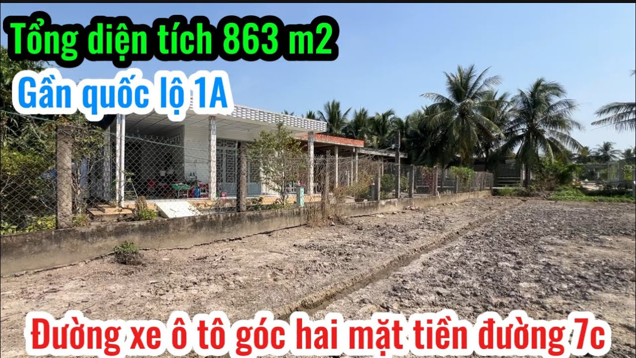T.3175 mảnh đất vườn góc hai mặt tiền đường xe ô tô có wieu kênh mặt tiền đường rộng 28 mét luôn 
