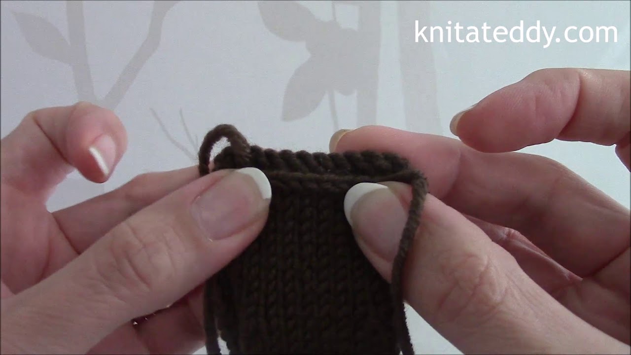 Tutorial 13   Casting off purlwise and sewing the dogs ears Knit a Teddy Dog