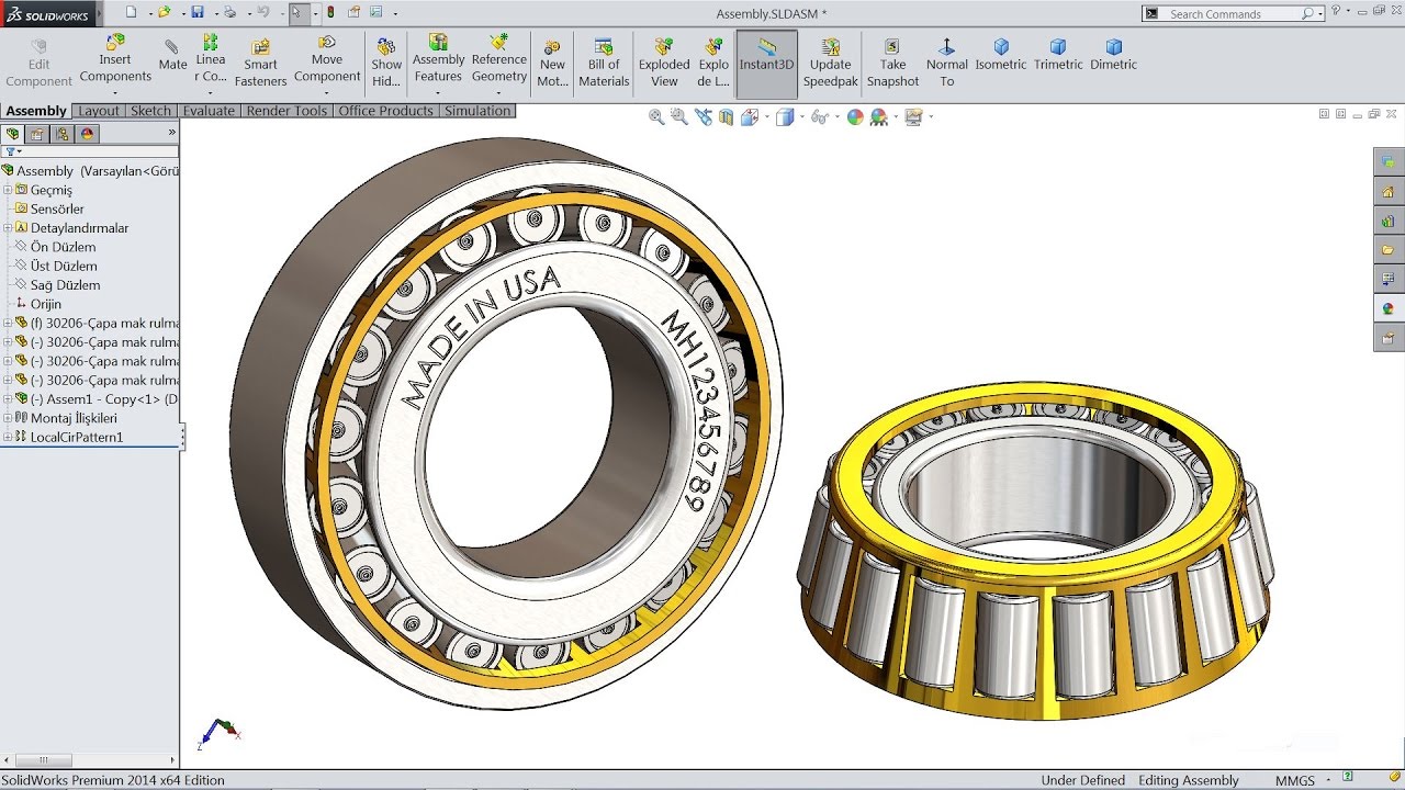Solidworks tutorial | Sketch Roller Bearing in Solidworks
