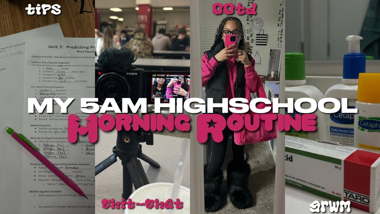 MY 5AM HIGHSCHOOL MORNING ROUTINES | grwm, skincare, chitchat, ootd