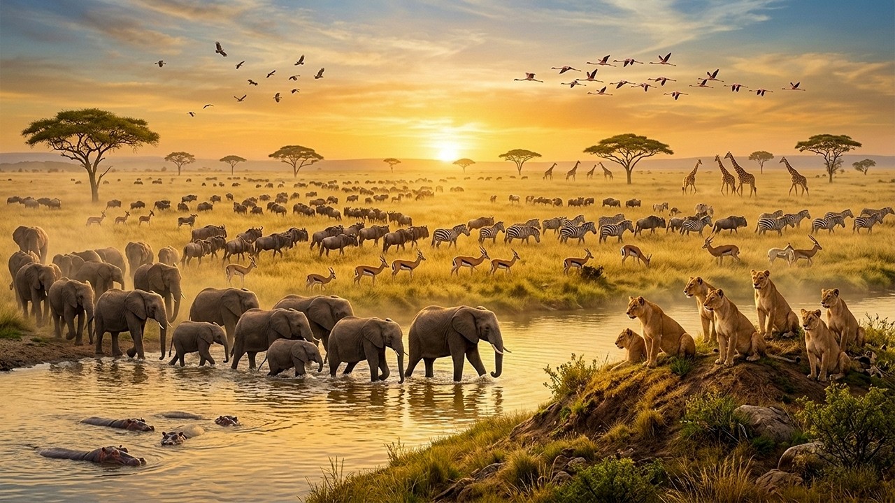 Africa Animal Kingdom 4K | Peaceful Wildlife Scenes with Soothing Music