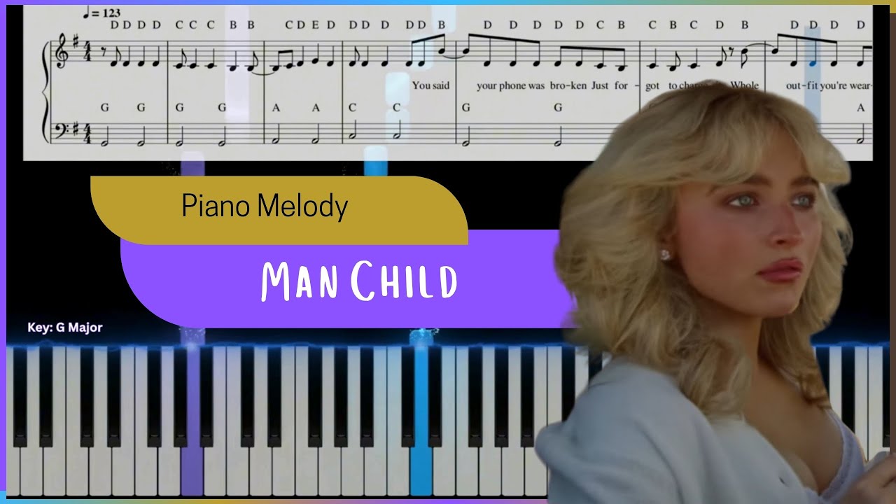 Sabrina Carpenter - Manchild Piano Cover | Easy Piano Melody Tutorial for Beginners with Sheet Music