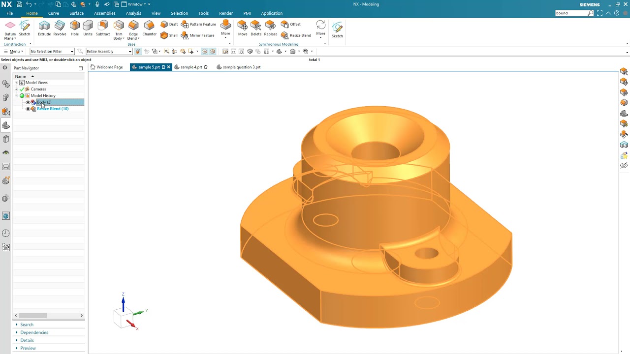 Design edits using NX Synchronous Modeling