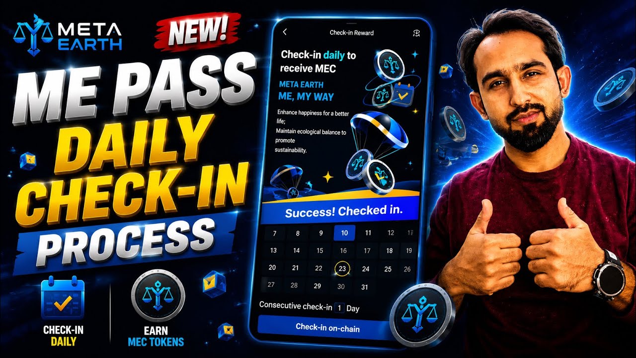ME PASS Daily Check-in Process | Earn FREE MEC Tokens Every Day | Meta Earth Check-in Guide 2026
