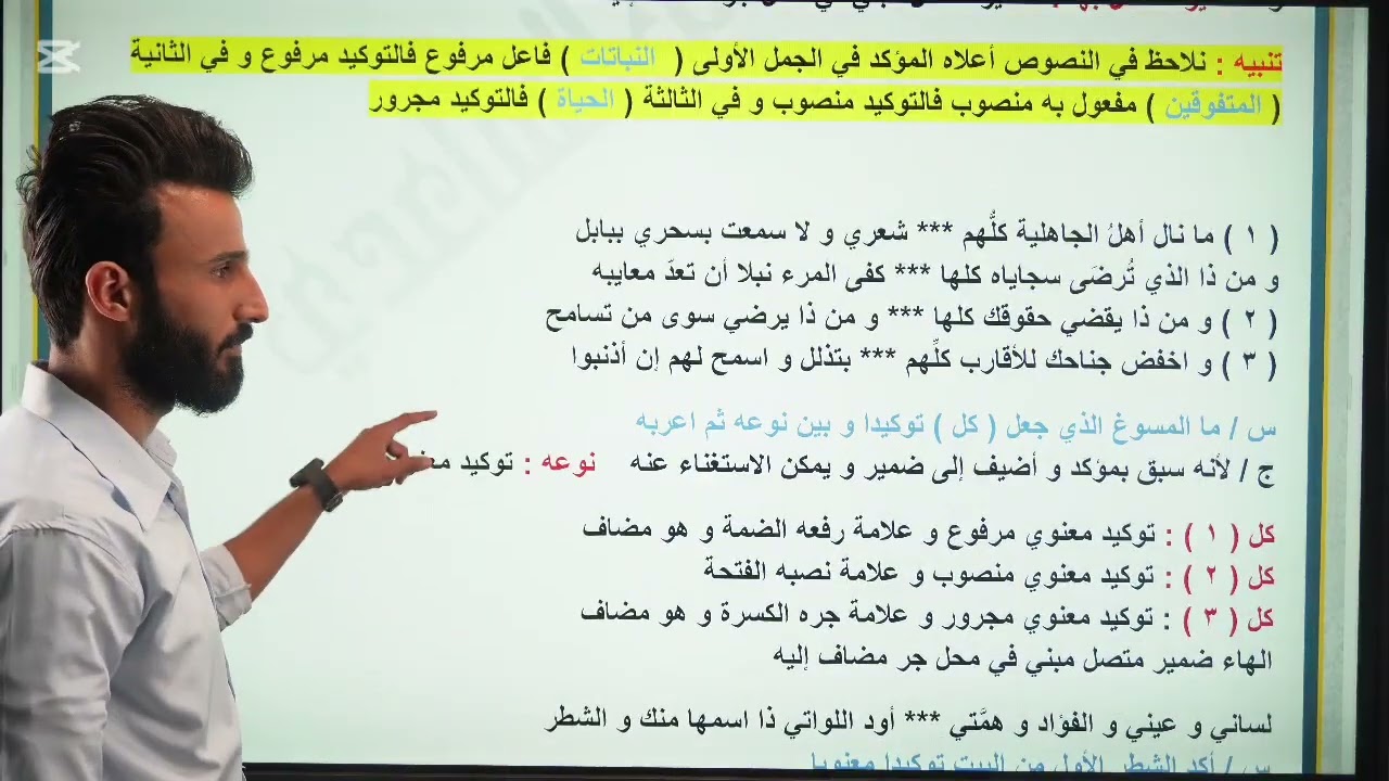 المحاضرة السادسة من أسلوب التوكيد ( التوكيد المعني - كل جميع عامة )