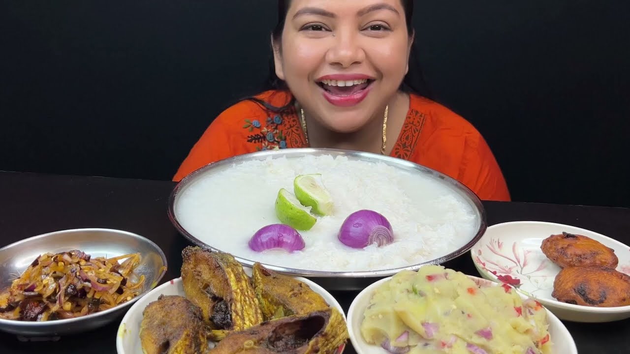Bigbites, Eating Panta vat, (WaterRice ), AlurChop, Peyajmorichvorta, Alu seddho, Ilish Fry।।