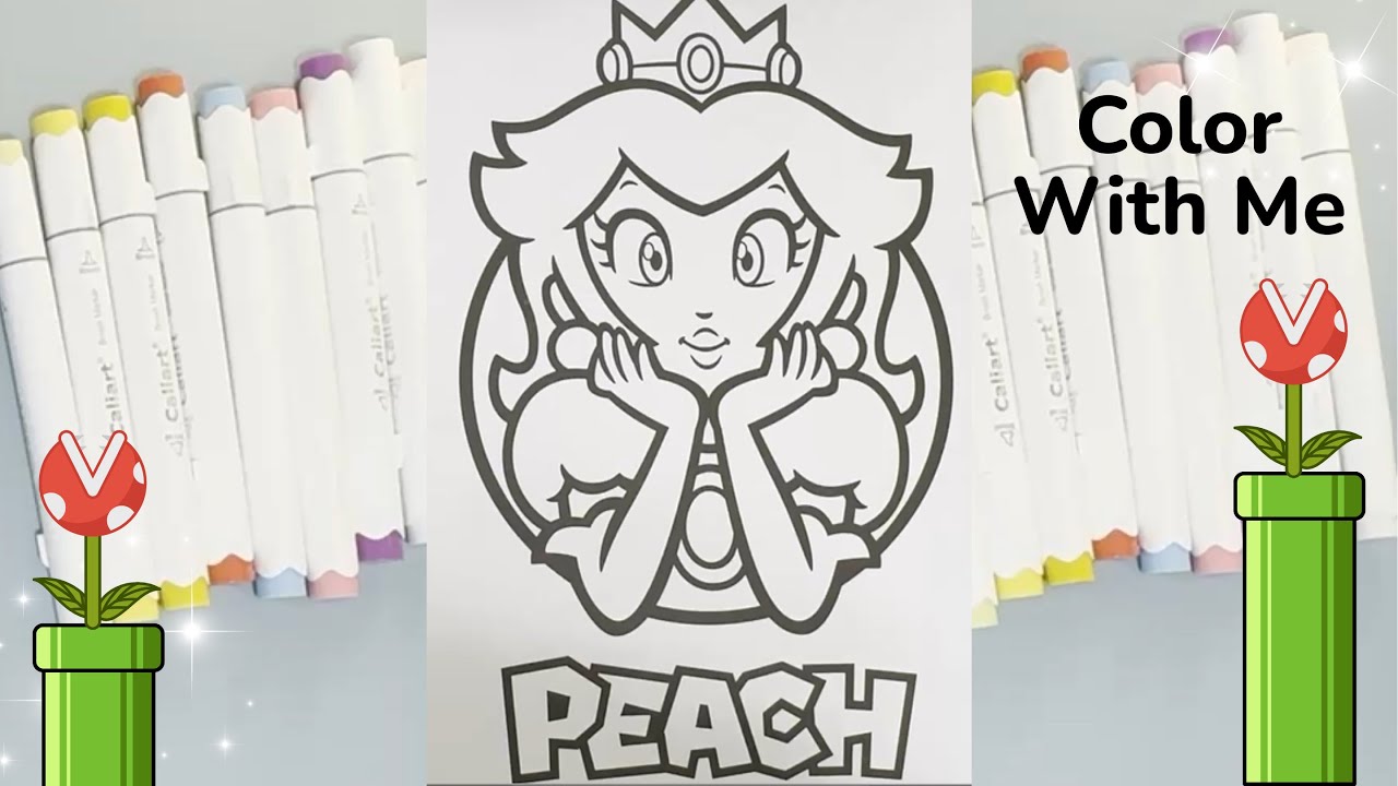 Color with me (ASMR) 👑🌷 Princess Peach 🍑🍄Super Mario: The BIG Coloring Book #adultcoloring #asmr