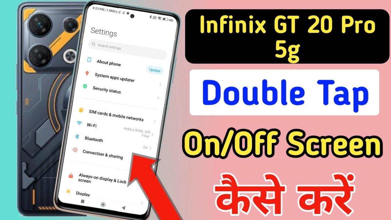 Infinix gt 20 pro 5g double tap on/off screen setting | Infinix gt 20 pro 5g tips and tricks