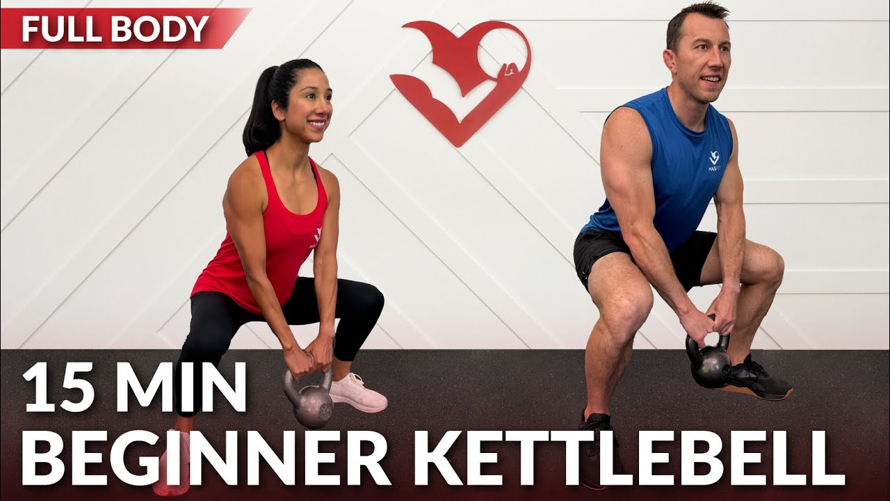 15 Min Full Body Kettlebell Workout for Beginners - No Repeat HIIT Kettlebell Workout for Fat Loss
